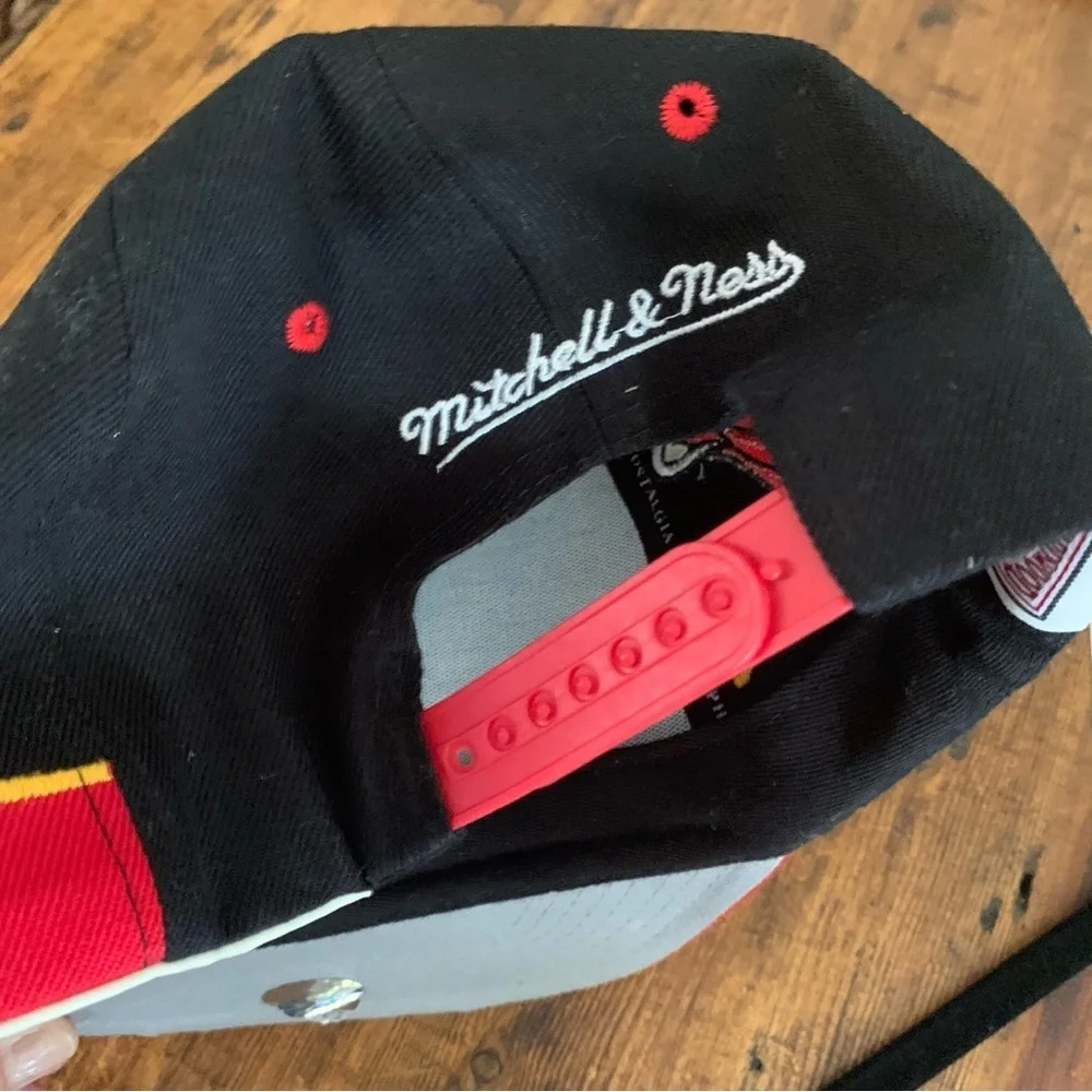 Mitchell & Ness Wool Miami Heat Black and Red Adjustable SnapBack Cap